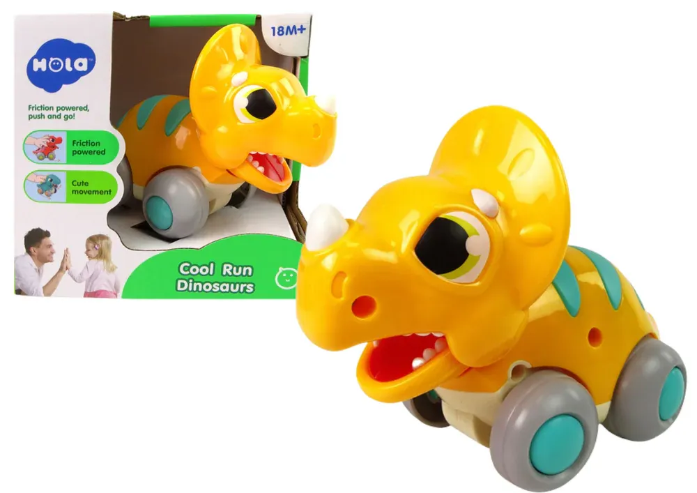 žuta figurica dinosaura na kotačima - slika 2