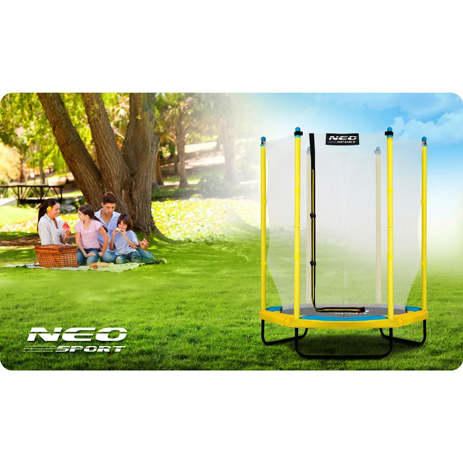 neo-sport dječji vrtni trampolin 140 cm (4,5 ft) žuti - slika 9