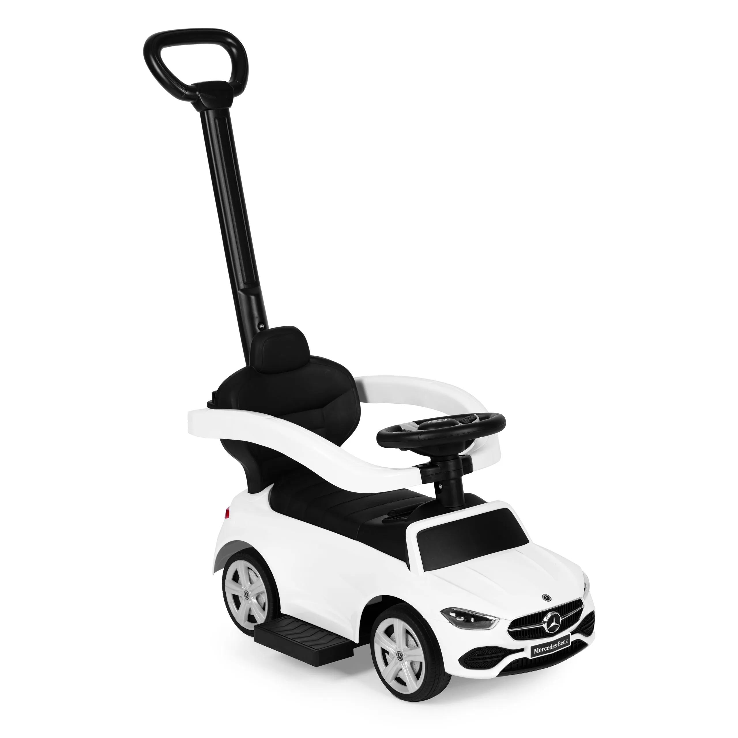 dječja guralica s ručkom mercedes c klasa bijela - slika 3