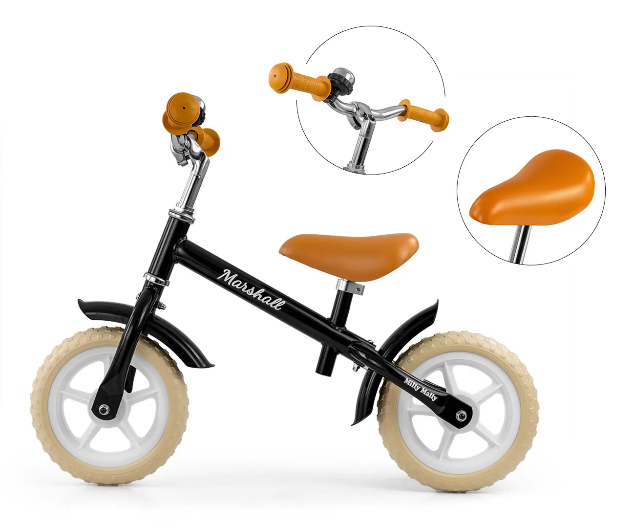 milly mally dječji bicikl bez pedala marshall crni - slika 4