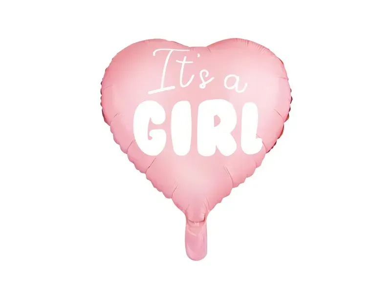 balon srce "it's a girl", roze 48cm - slika 1