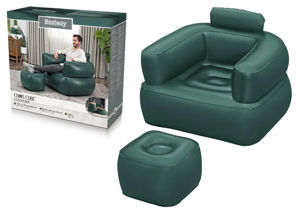bestway lagana fotelja na napuhavanje, zelena - slika 2