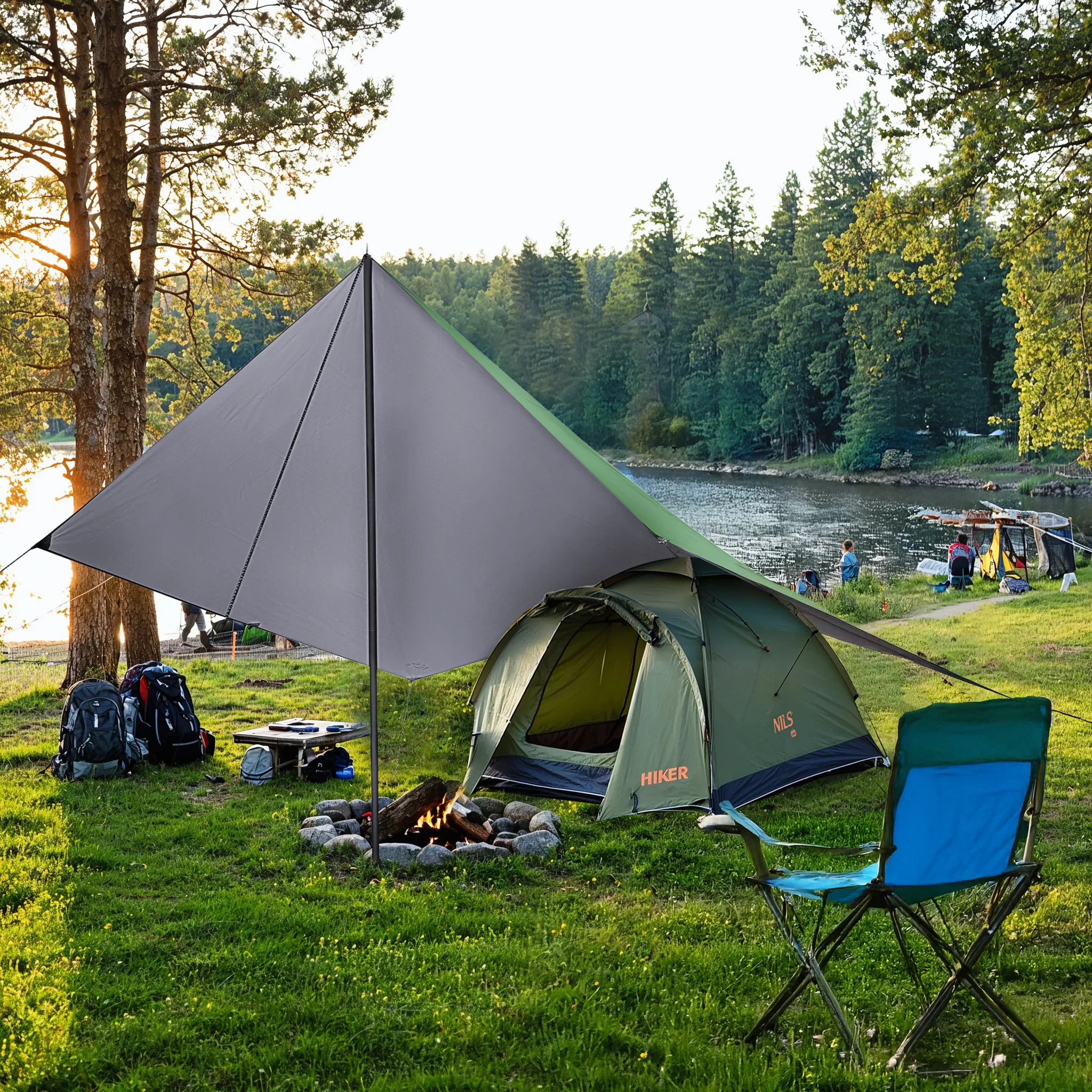 cerada za kampiranje 300x300 cm zelena nils camp - slika 3