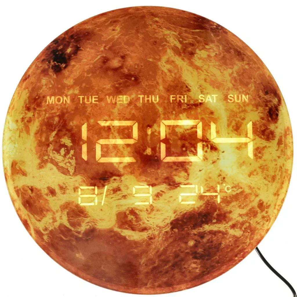 zidni sat sa led ekranom - planet zemlja, 32 cm, naranđasti - slika 4