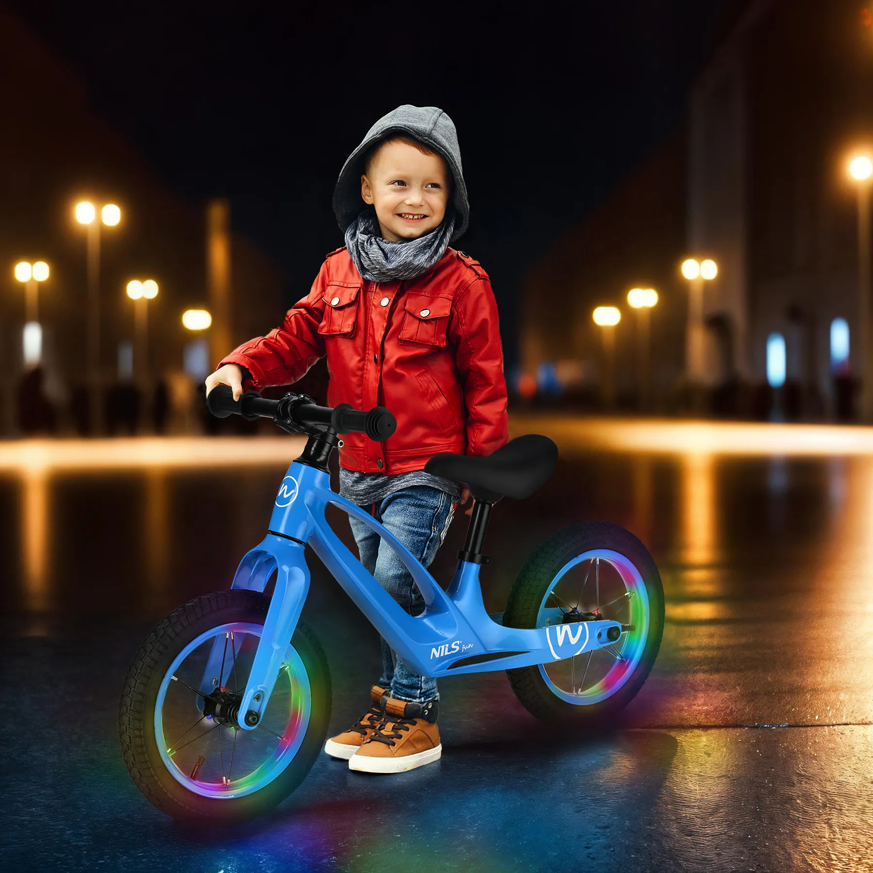 bicikl za balansiranje 12" plavi nils fun led kotači - slika 3