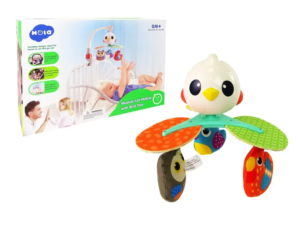Vrtuljak za dječji krevetić i kolica Birds Melody šareni - Pribislavec