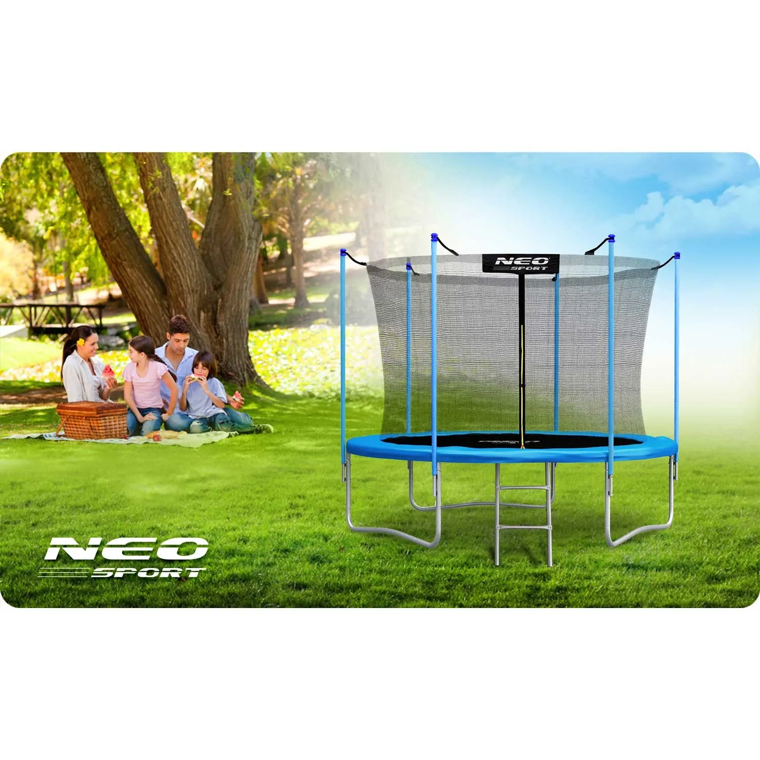 vrtni trampolin 6ft/183cm s unutarnjom mrežom i neo-sportskim ljestvama - slika 9