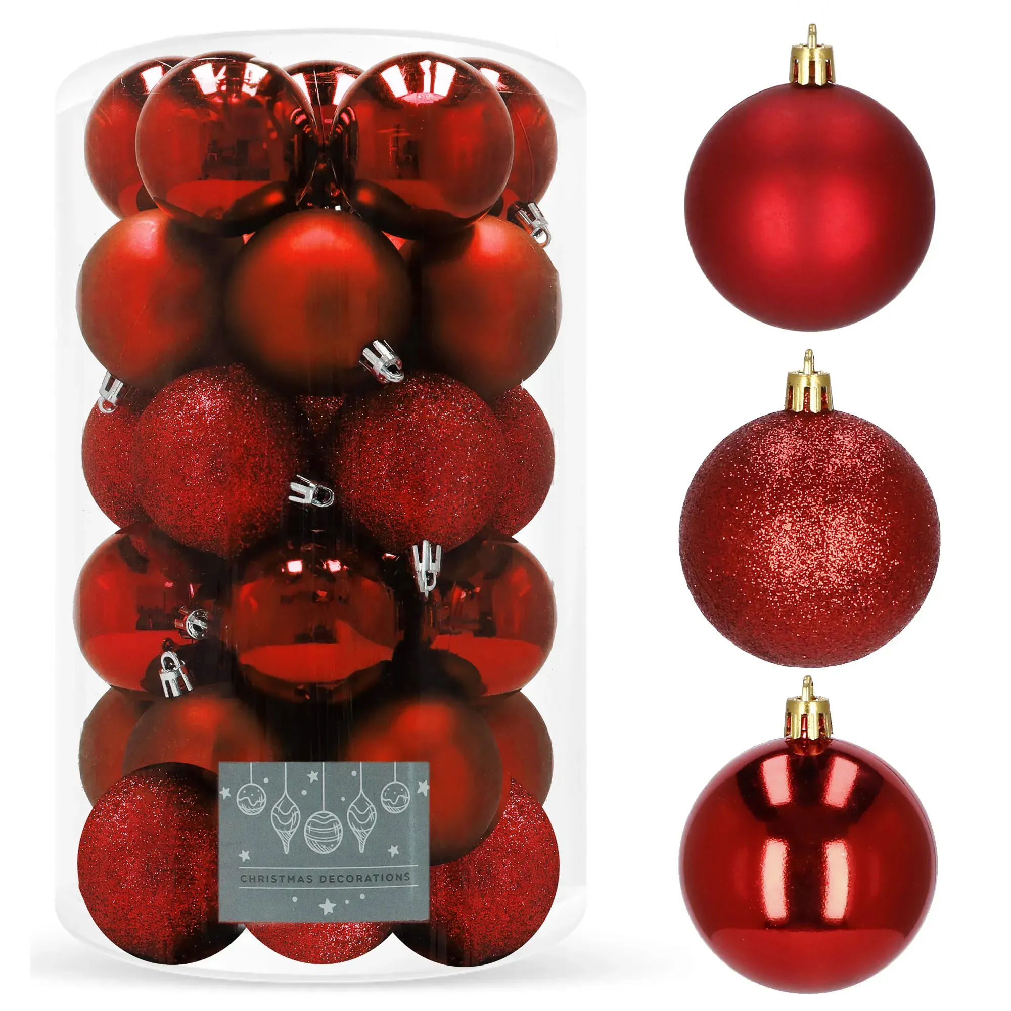 božićne kuglice 6 cm – set od 30 komada,crvene - slika 2