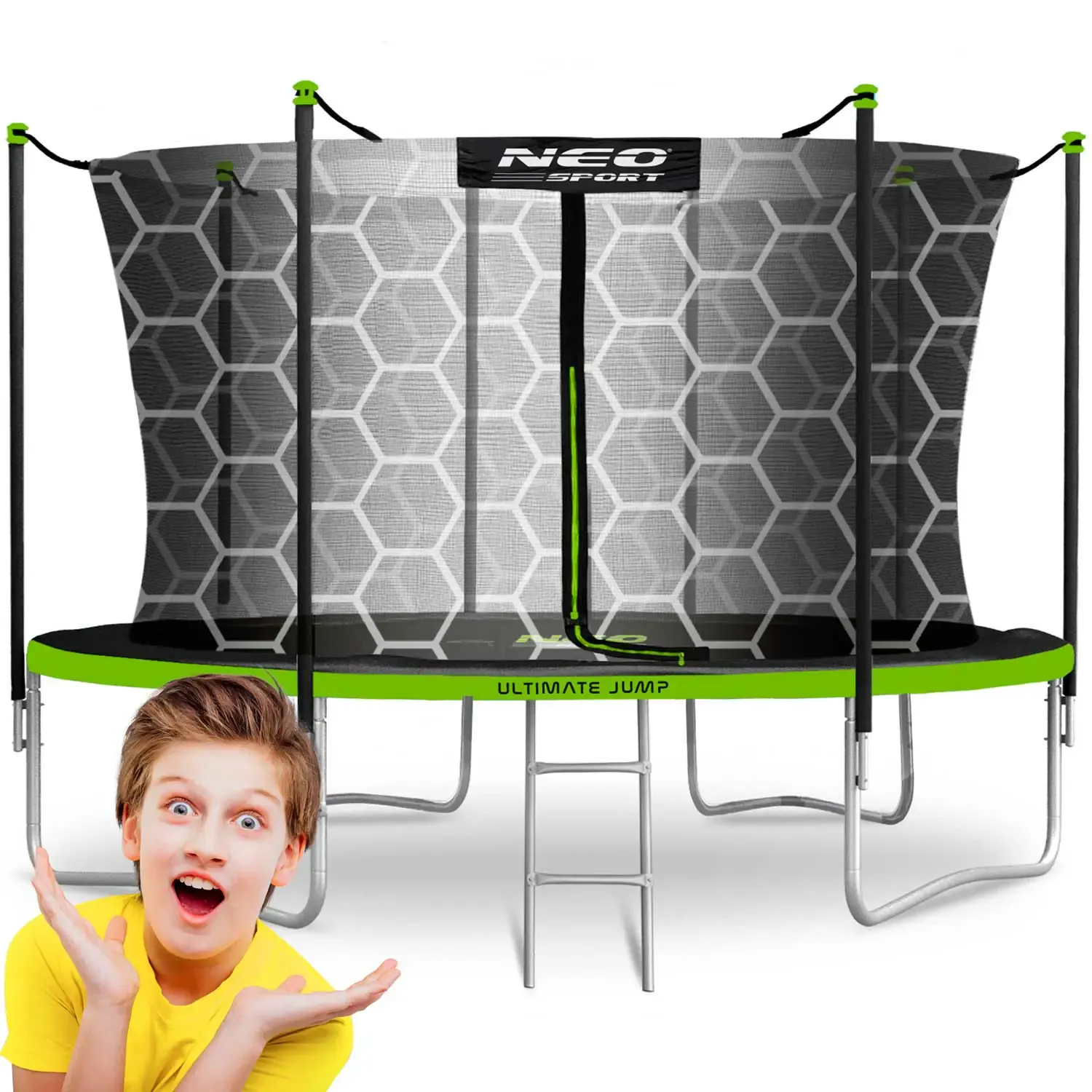 neo-sport vrtni trampolin 374 cm (12 ft) s unutarnjom mrežom i ljestvama - slika 2