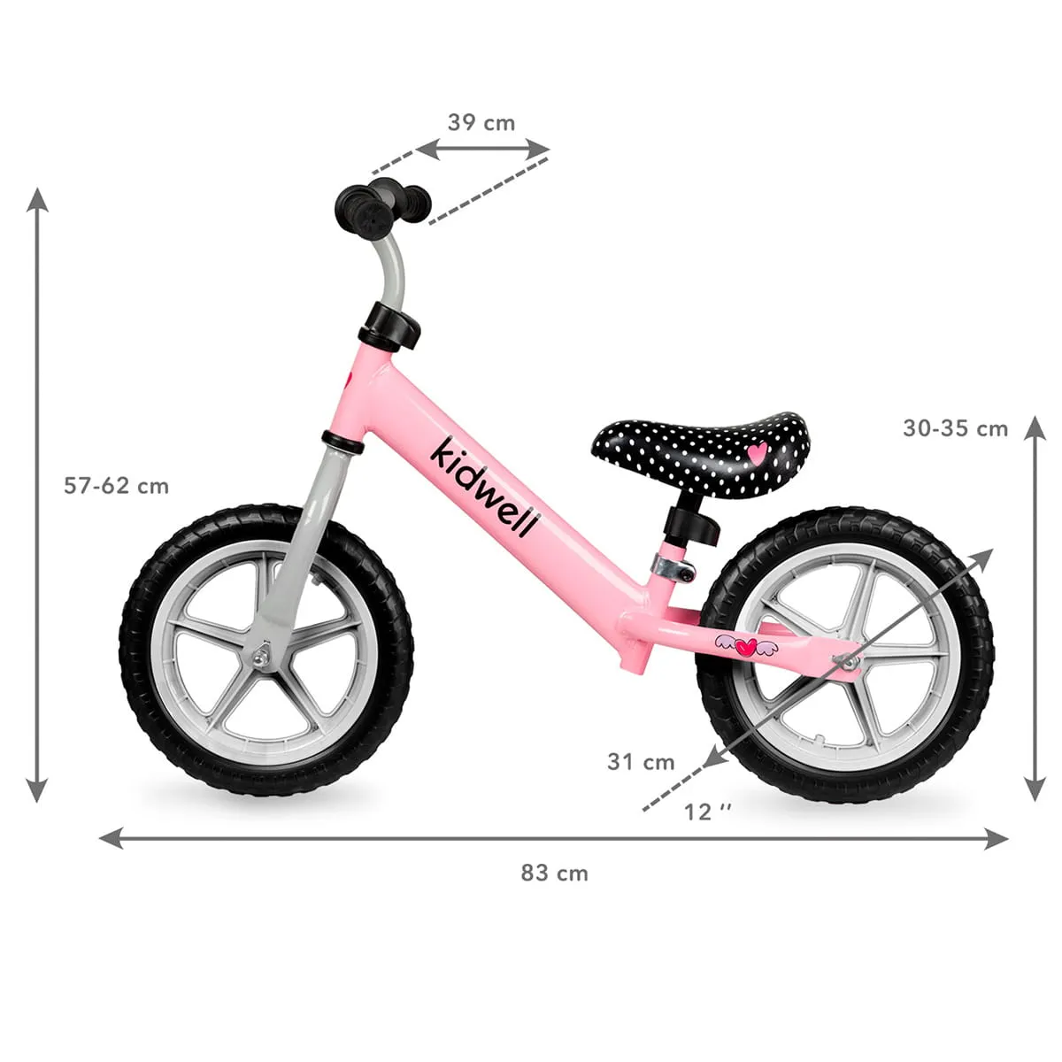dječji bicikl bez pedala 12" rebel rozi - slika 12