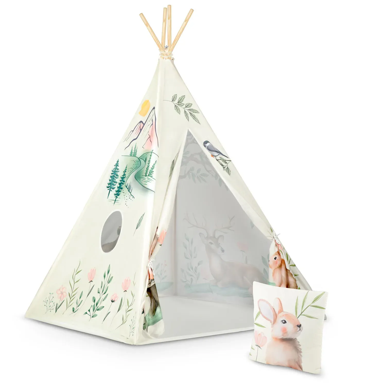nukido teepee šator za djecu bež životinje - slika 11