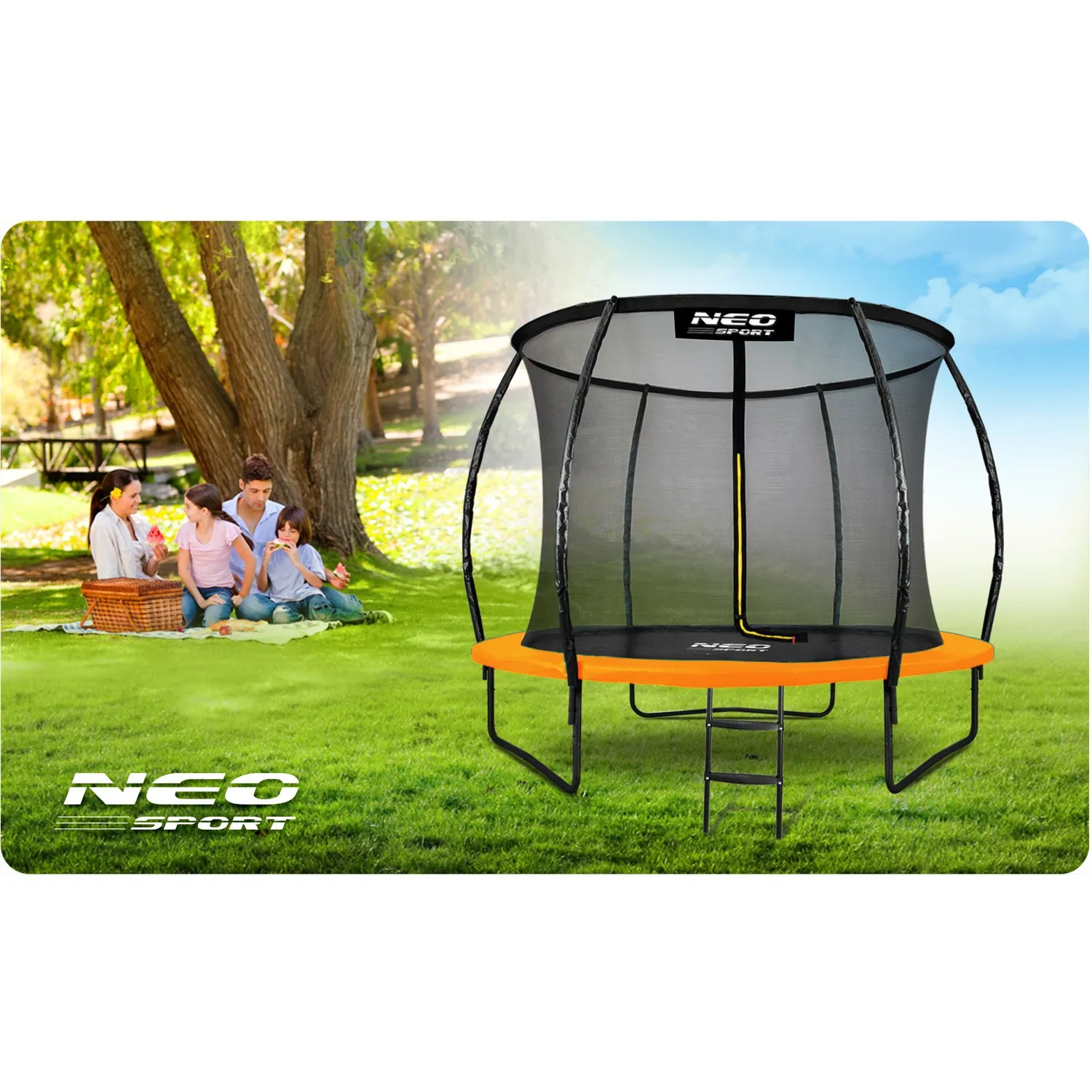 neo-sport profilirani vrtni trampolin 312 cm (10 ft) s unutarnjom mrežom, narančasti - slika 7
