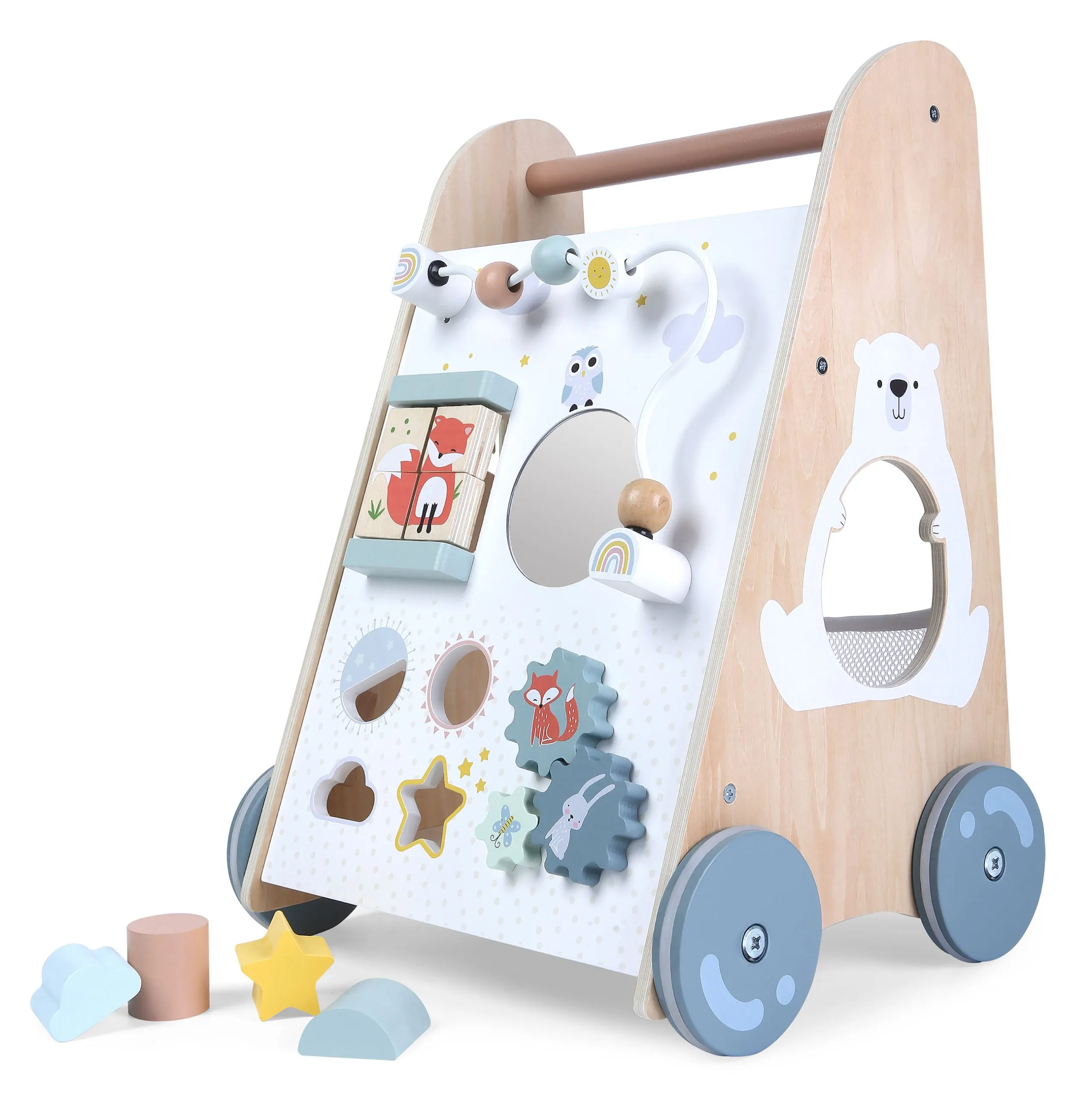 ecotoys drvena guralica za djecu bijela - slika 3