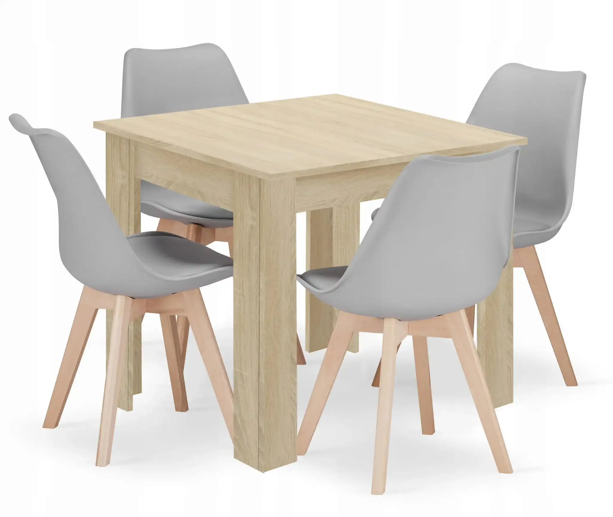 Set kvadratni stol 80x80 sonoma hrast + 4 MARK sive stolice - Pribislavec