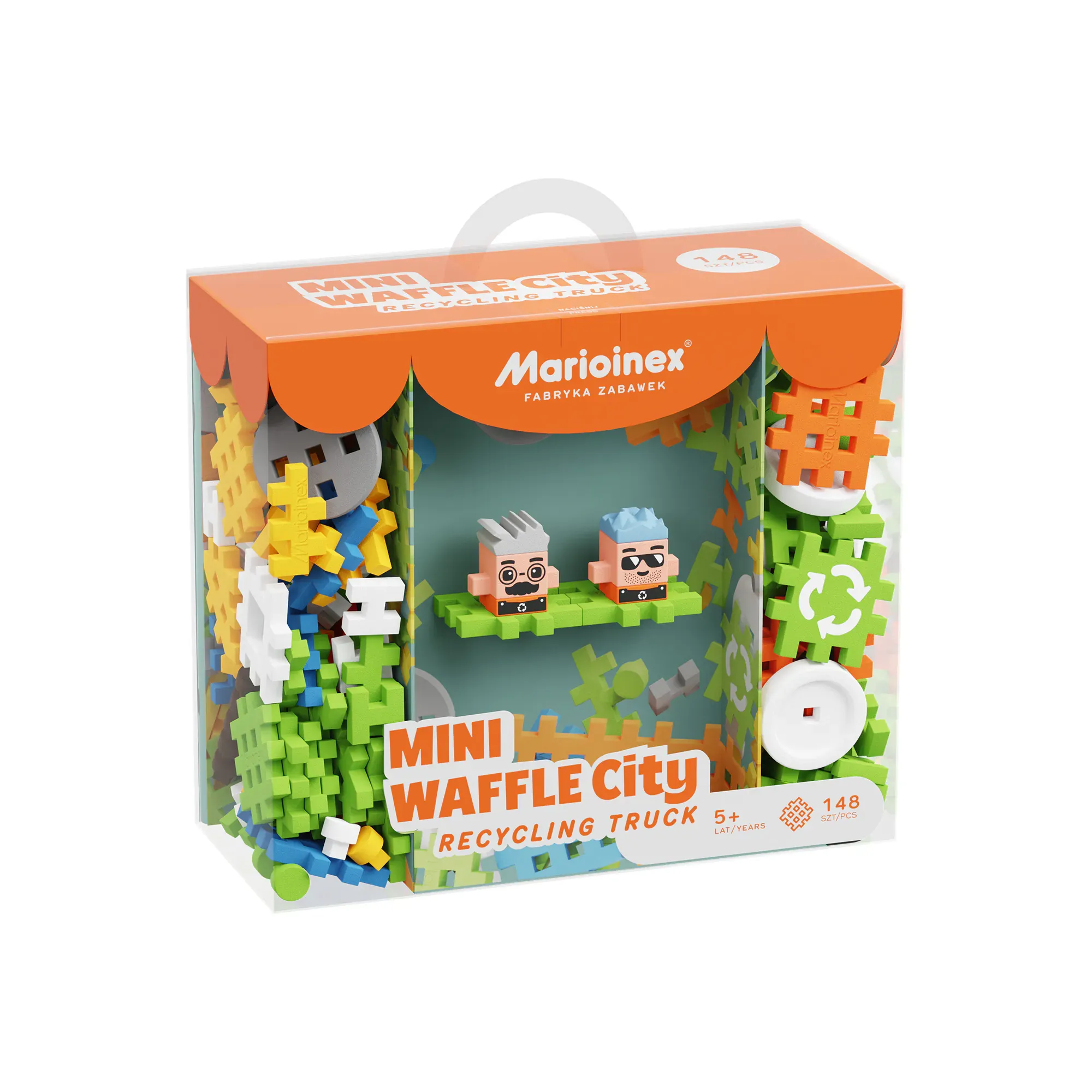 marioinex set waffle kockica kamion za odvoz smeća 148kom. - slika 2