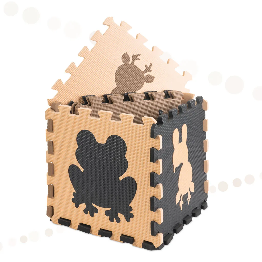 pjenasta puzzle podloga za igru 9kom. smeđe životinje 85x85x1cm - slika 4