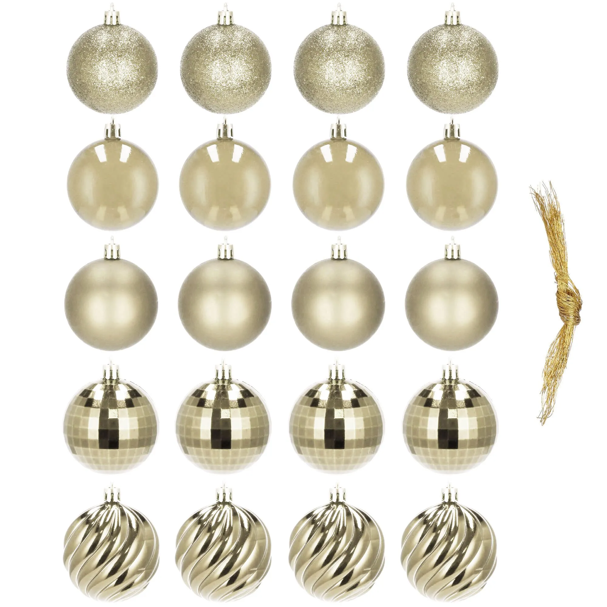 božićne kuglice 6 cm – set 20 komada zlatna - slika 5