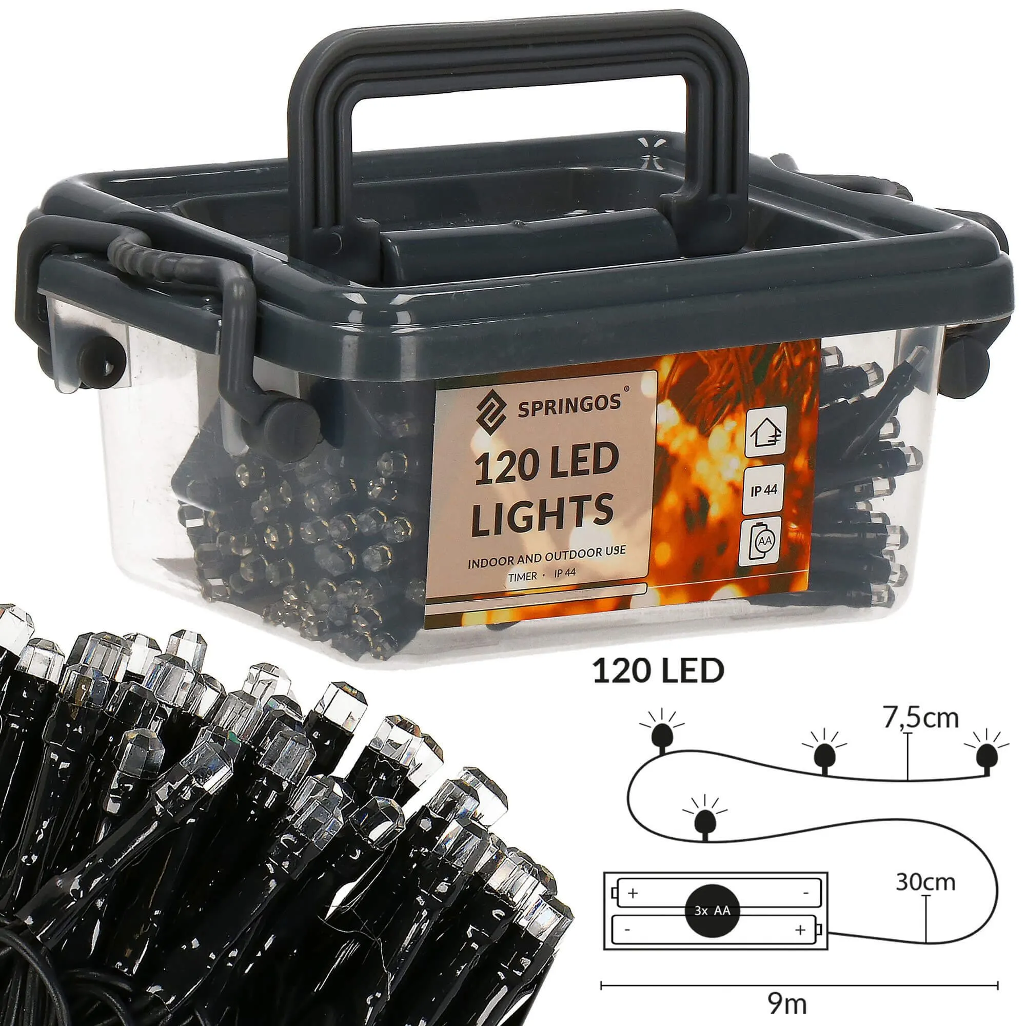springos set lampica, 120 led, 9 m, hladno bijela - slika 10