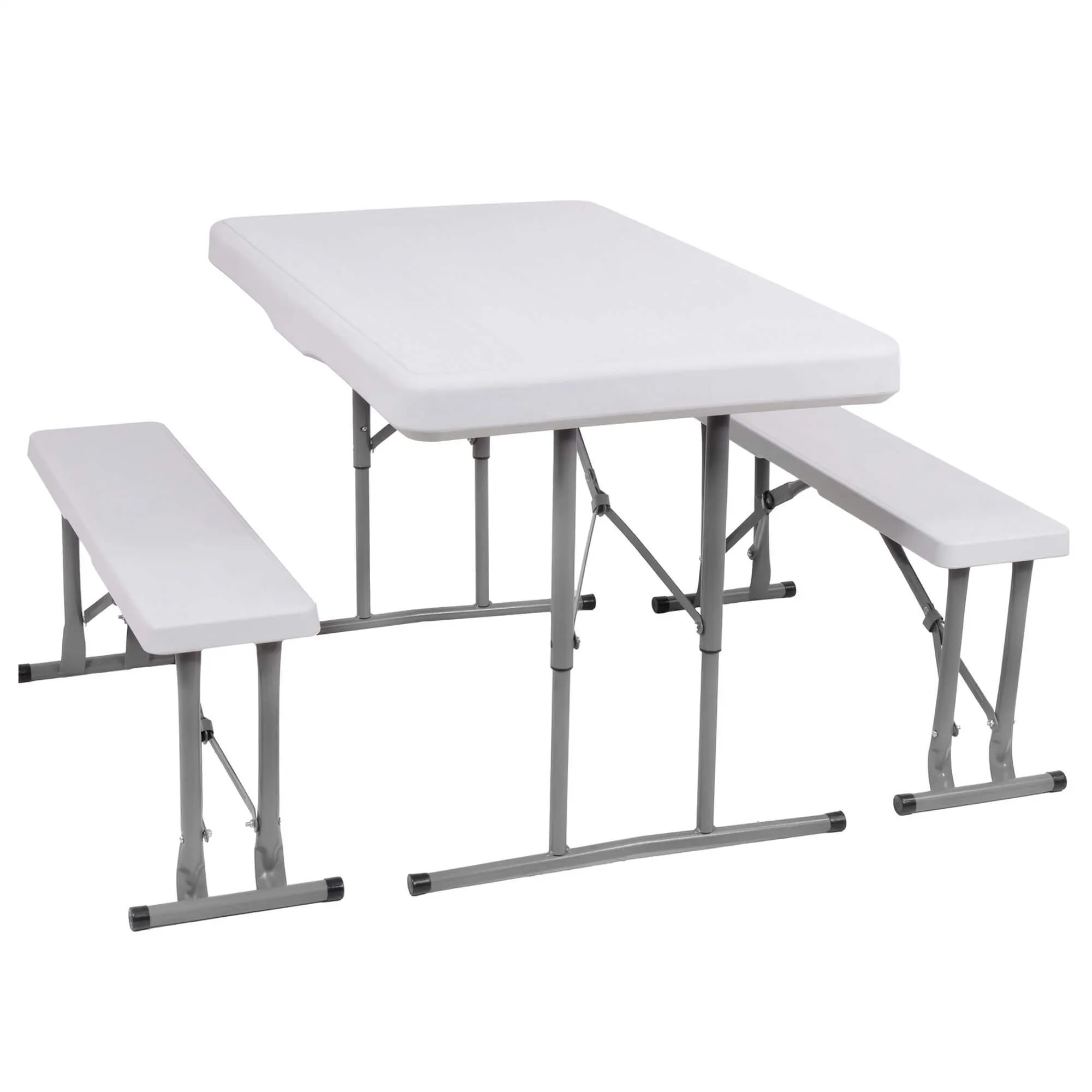 set za catering stol + klupe 105 x 65 x 69 cm bijeli - slika 5