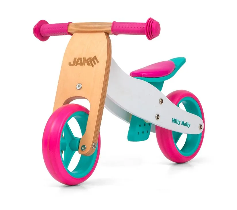 milly mally dječji bicikl bez pedala 2u1 jake classic rozi - slika 3