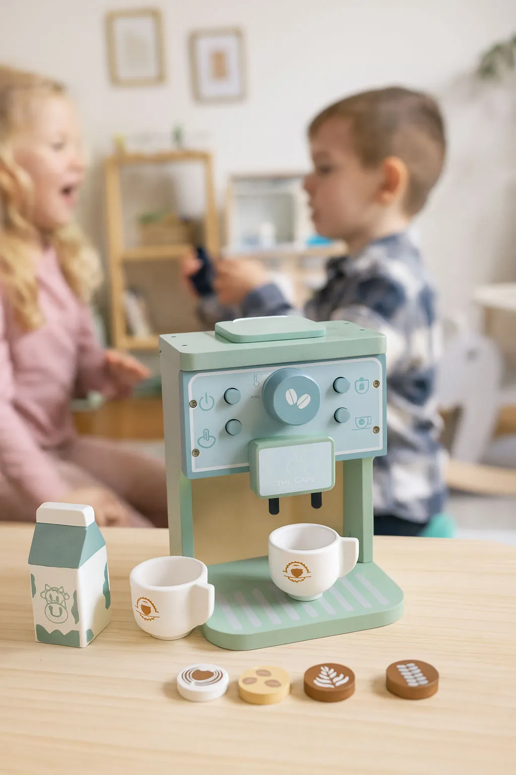 drveni aparat za kavu za djecu, set od 8 barista, ecotoys - slika 5