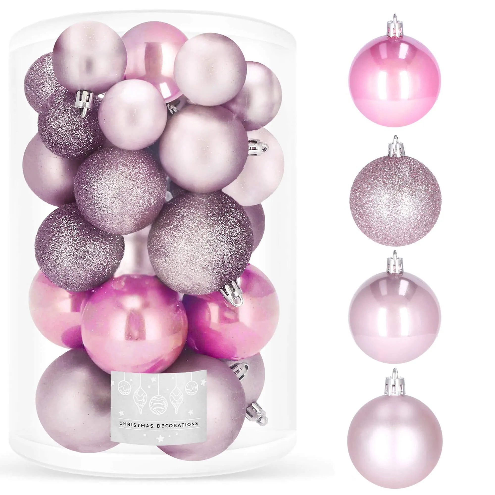 božićne kuglice 4 / 5 / 6 cm – set 30 komada nijanse roze - slika 5