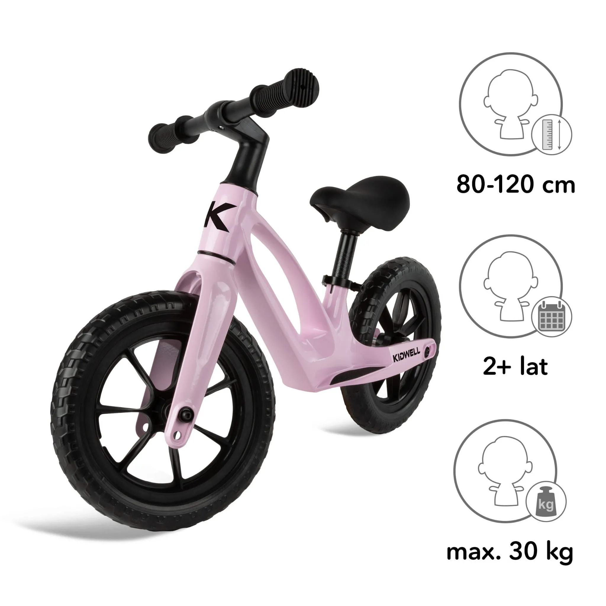 kidwell vito dječji bicikl bez pedala, pink - slika 8