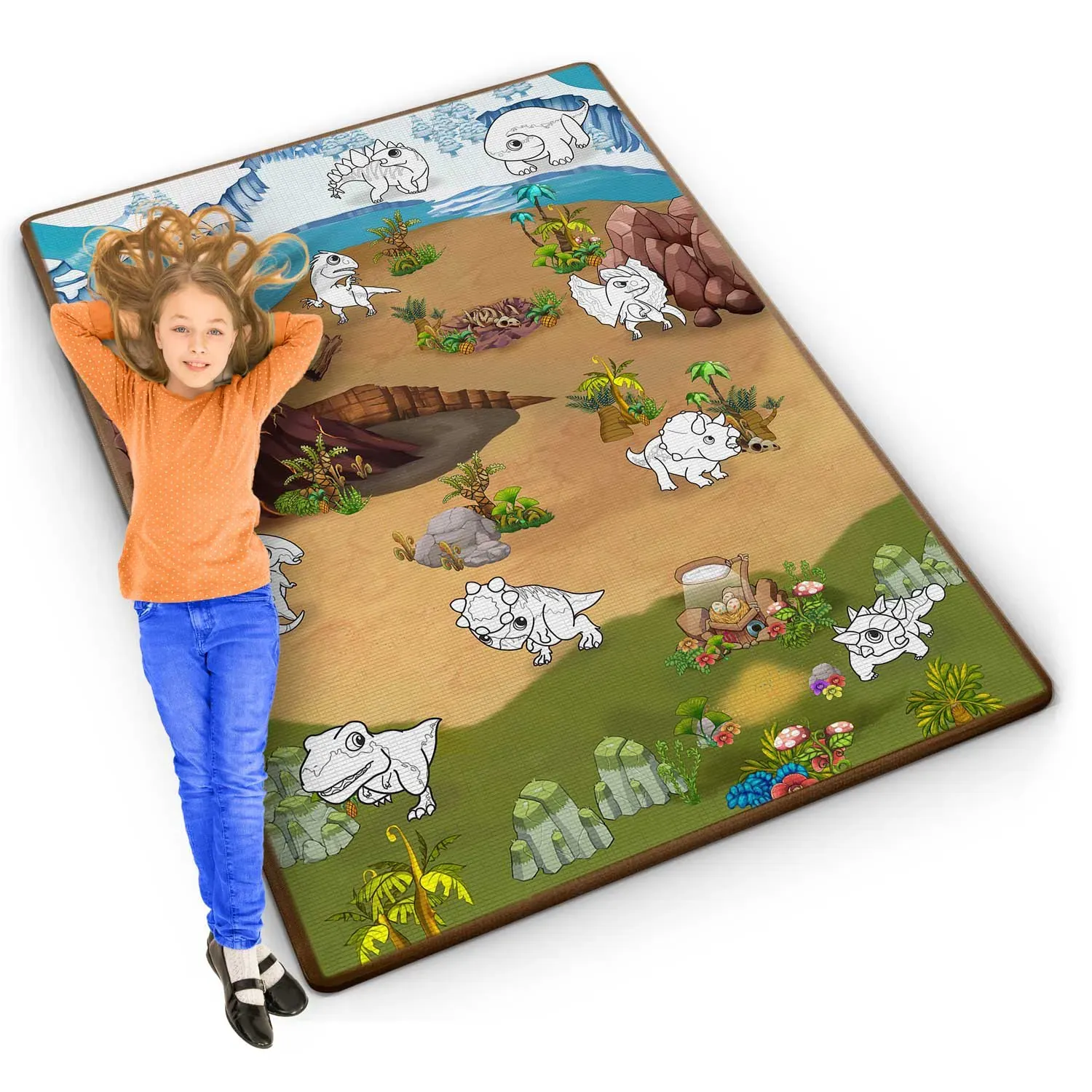 ricokids model rk-344 xxl podloga za bojanje + flomasteri gratis 120 x 90 x 0,3 cm, dinosaur - slika 2