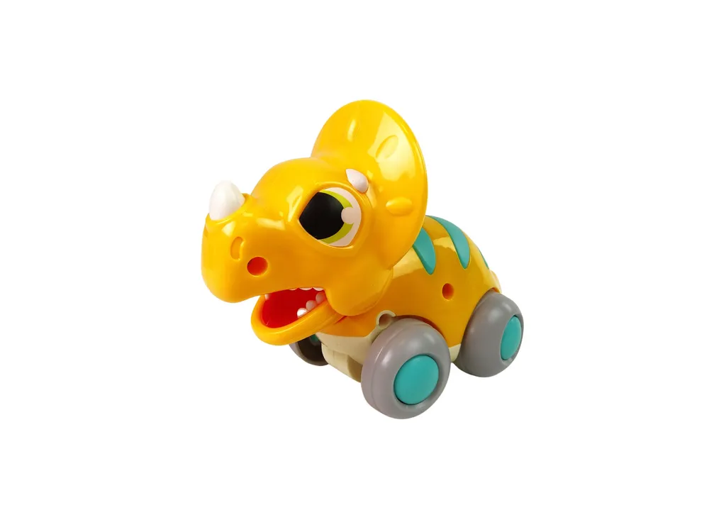 žuta figurica dinosaura na kotačima - slika 3