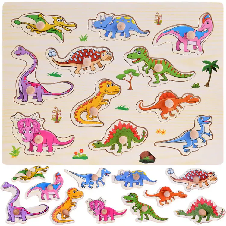 drvena ploča slagalica dinosauri 11 elemenata - slika 2