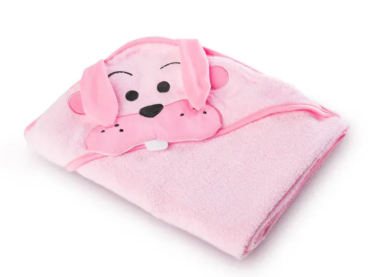 water friends mekani ručnik za kupanje – pink zeko 100 x 100 cm - slika 2