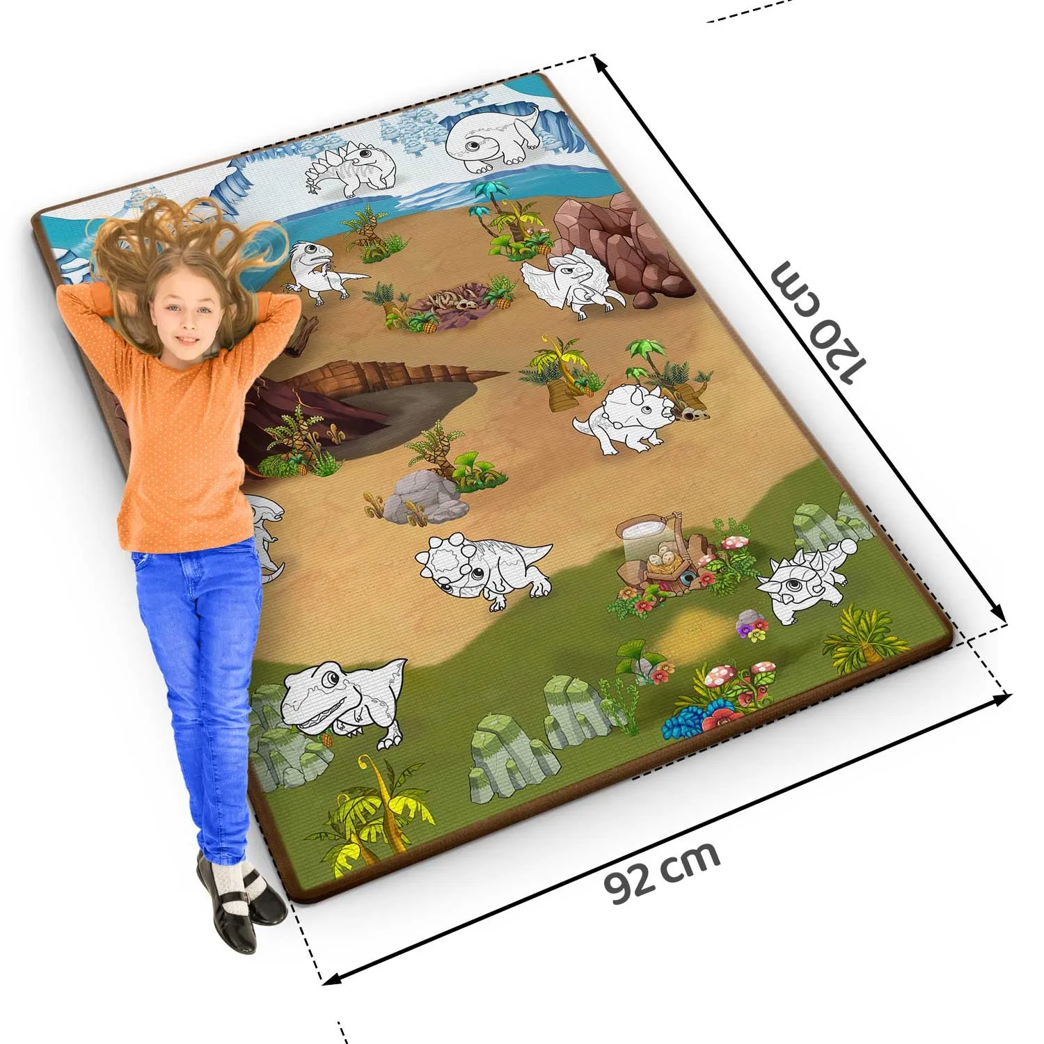 ricokids model rk-344 xxl podloga za bojanje + flomasteri gratis 120 x 90 x 0,3 cm, dinosaur - slika 7
