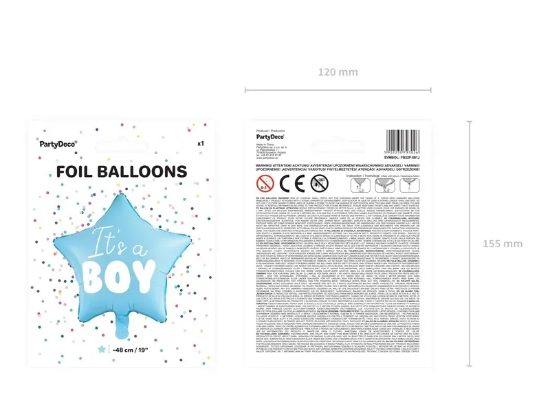 balon zvijezda - "it's a boy", plavi 48cm - slika 4