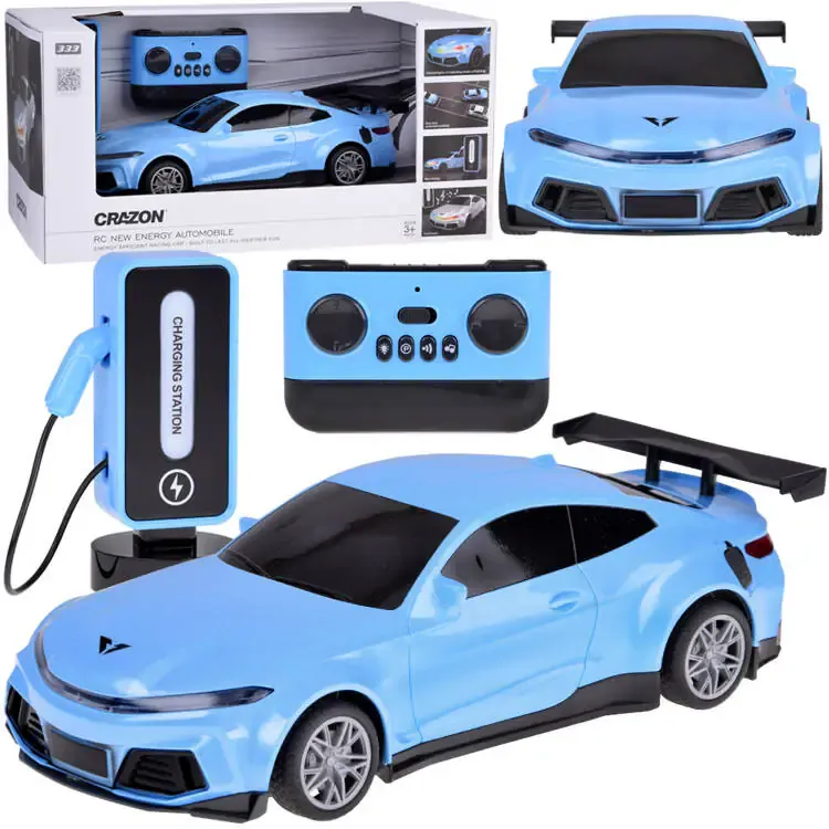 auto + stanica za punjenje, električni auto s obojenim svjetlima - slika 2