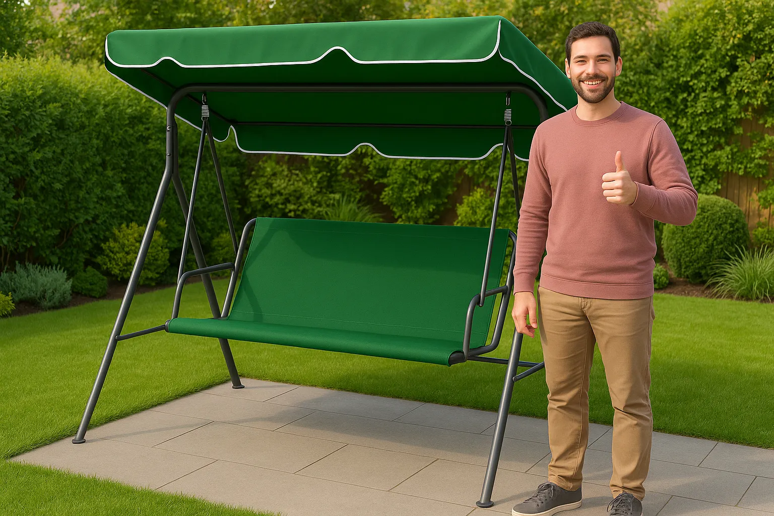 multigarden sjedalo za vrtne ljuljačke – 127 x 100 cm, zeleni - slika 4