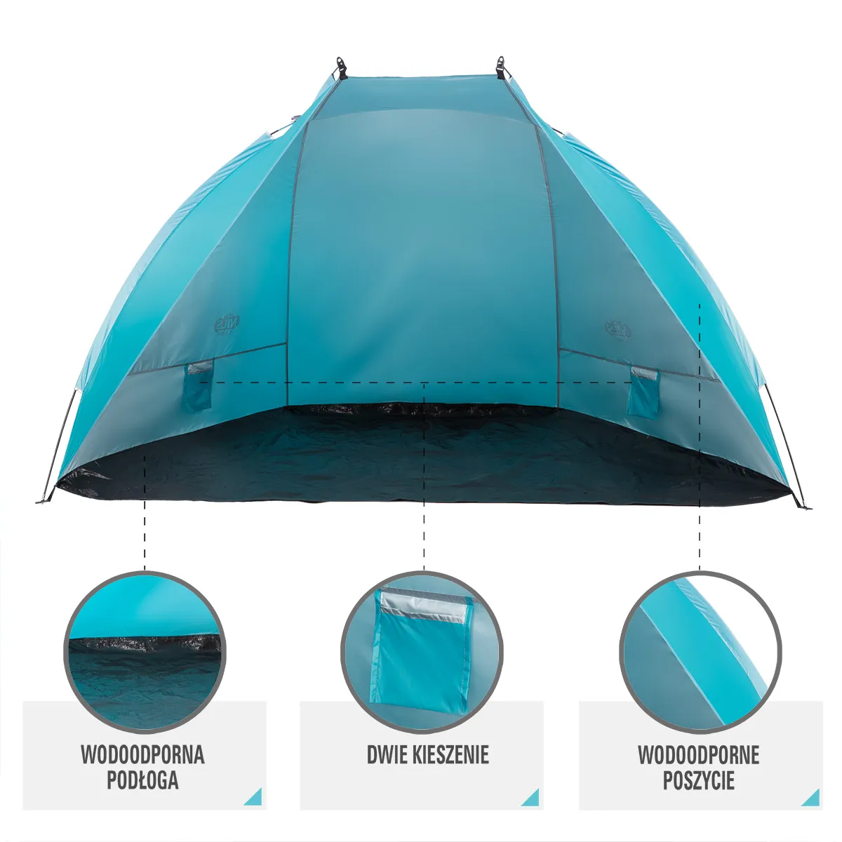 tirkizni šator za plažu 260x120x120 nils camp - slika 4