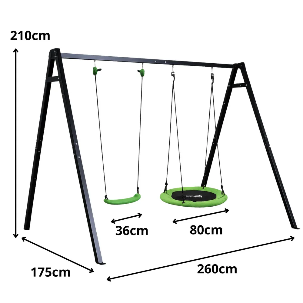 vrtna ljuljačka gnijezdo s okvirom 2 u 1, crna, 260 x 173 cm - slika 4