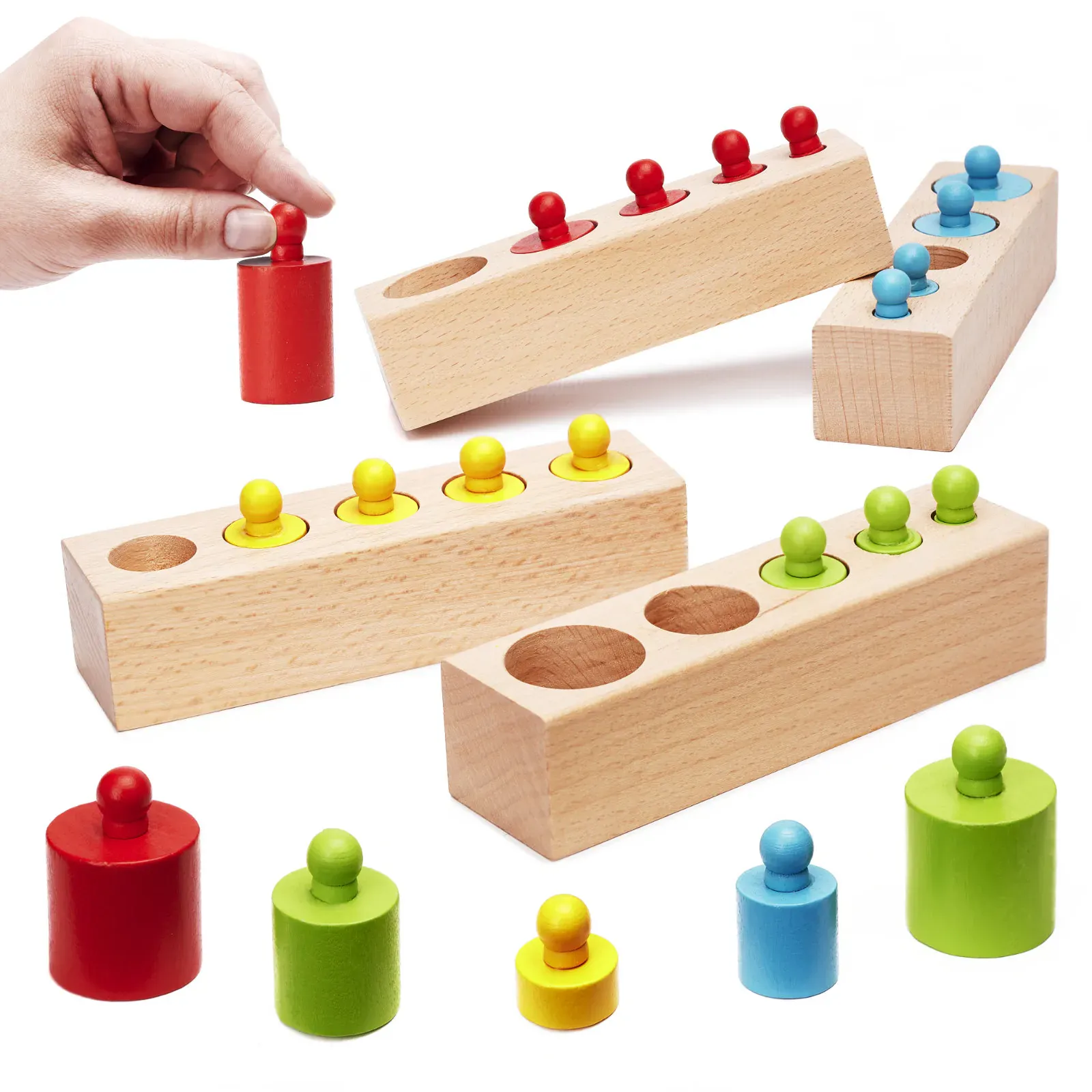 montessori šareni drveni utezi - slika 2