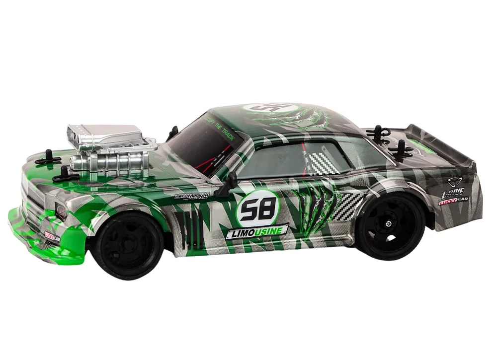 automobil na daljinsko upravljanje 1:16 drift gumeni kotači zeleni - slika 3