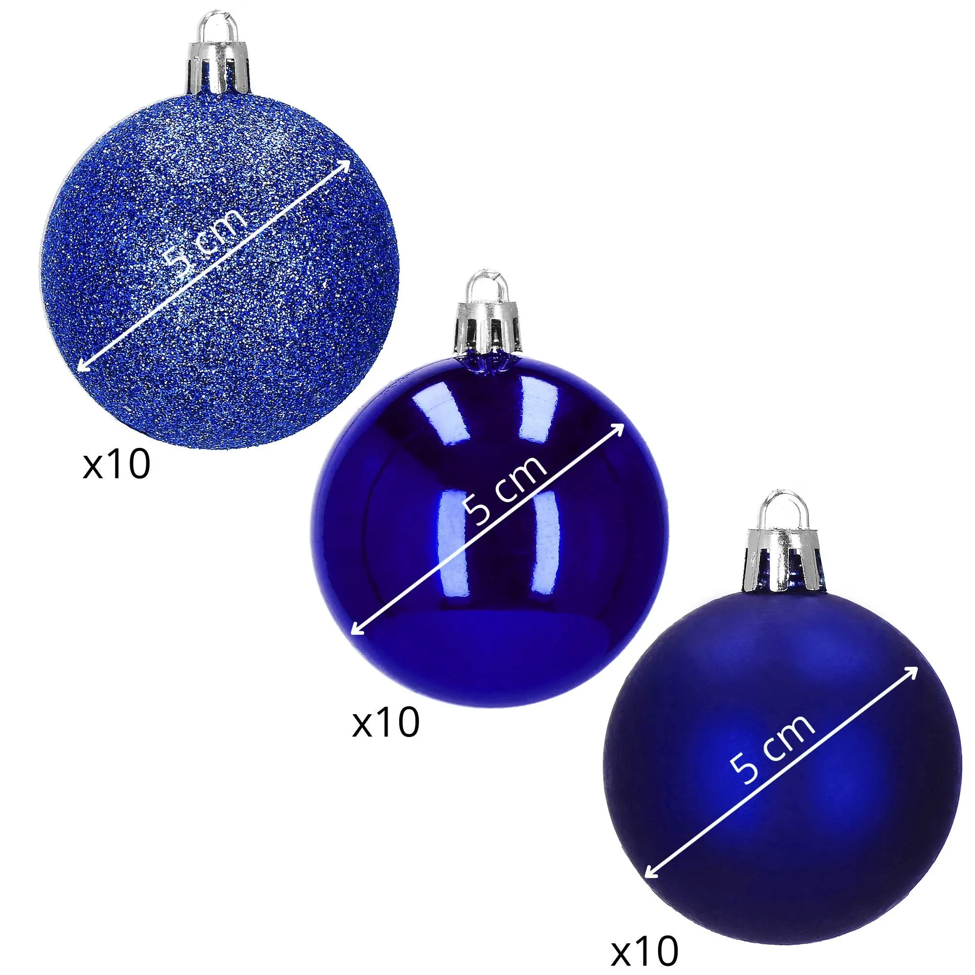 božićne kuglice 6 cm – set od 30 komada, tamnoplave - slika 10