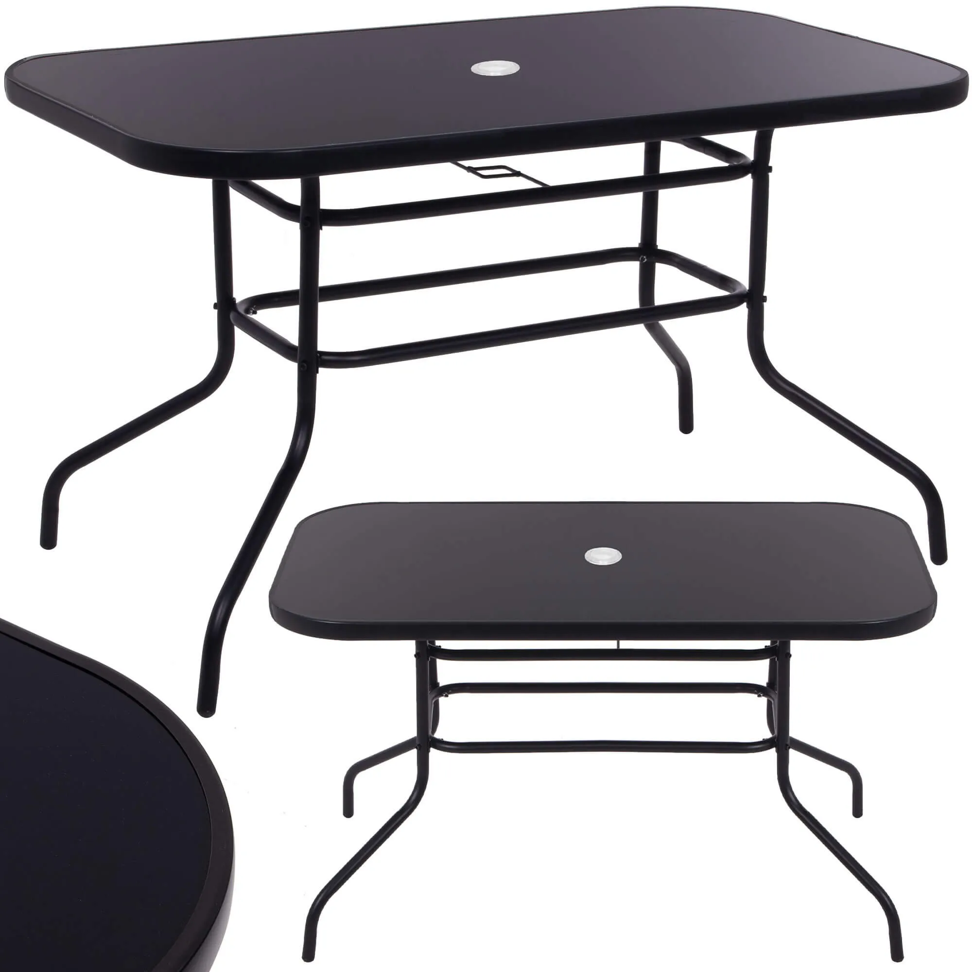 springos metalni vrtni stol 140x80 cm crni - slika 5