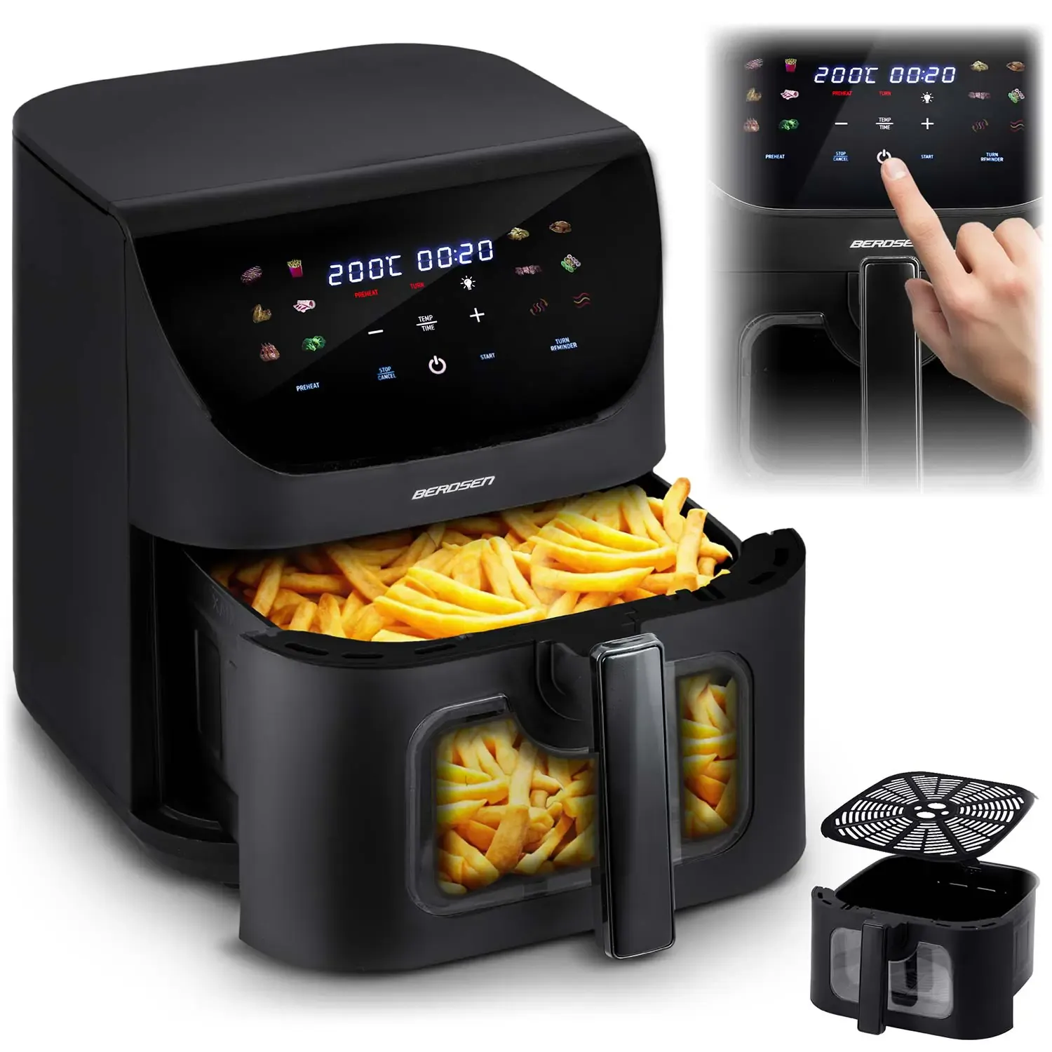 berdsen friteza na vrući zrak 1700 w, 8 l, crna - slika 2