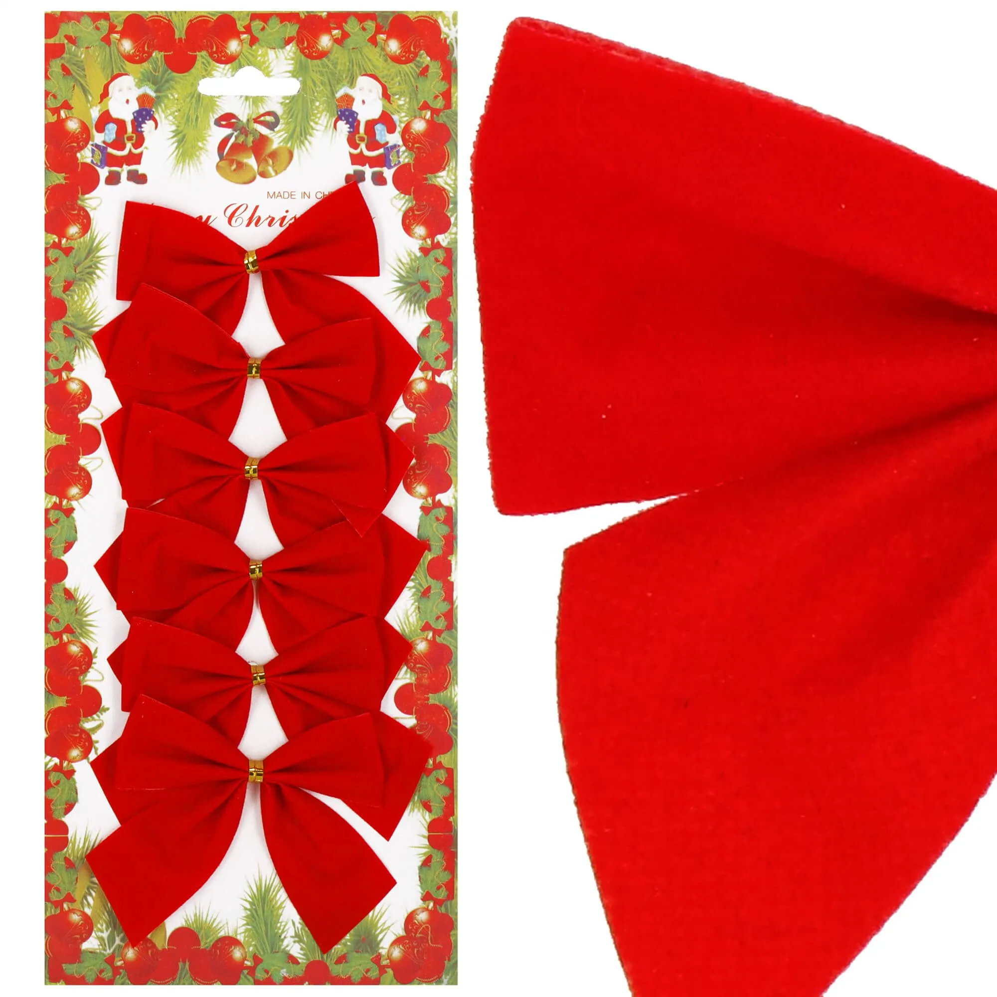 božićne mašne 9,5 × 7,5 cm – set 6 komada crvene - slika 4