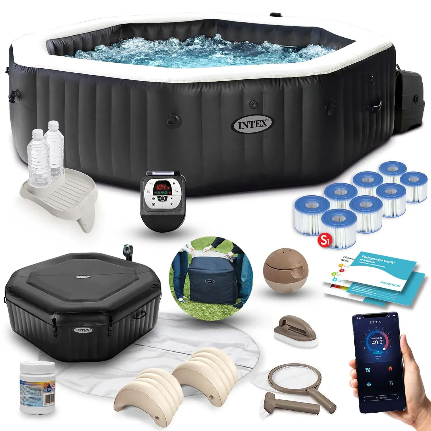 intex spa na napuhavanje sa hidromasažom, set za 4 osobe - slika 2
