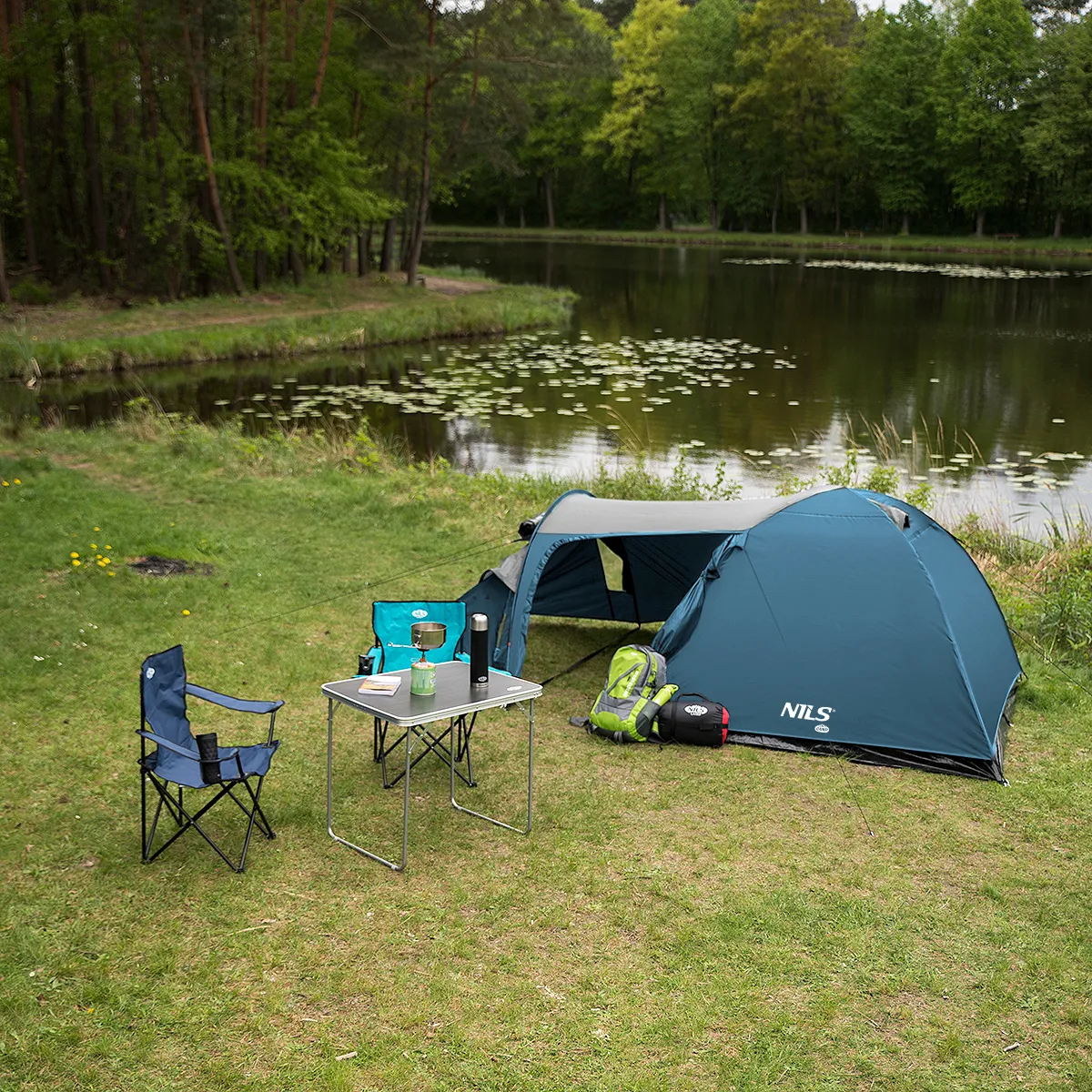 nils camp šator za kampiranje trekker plavo-sivi - slika 10
