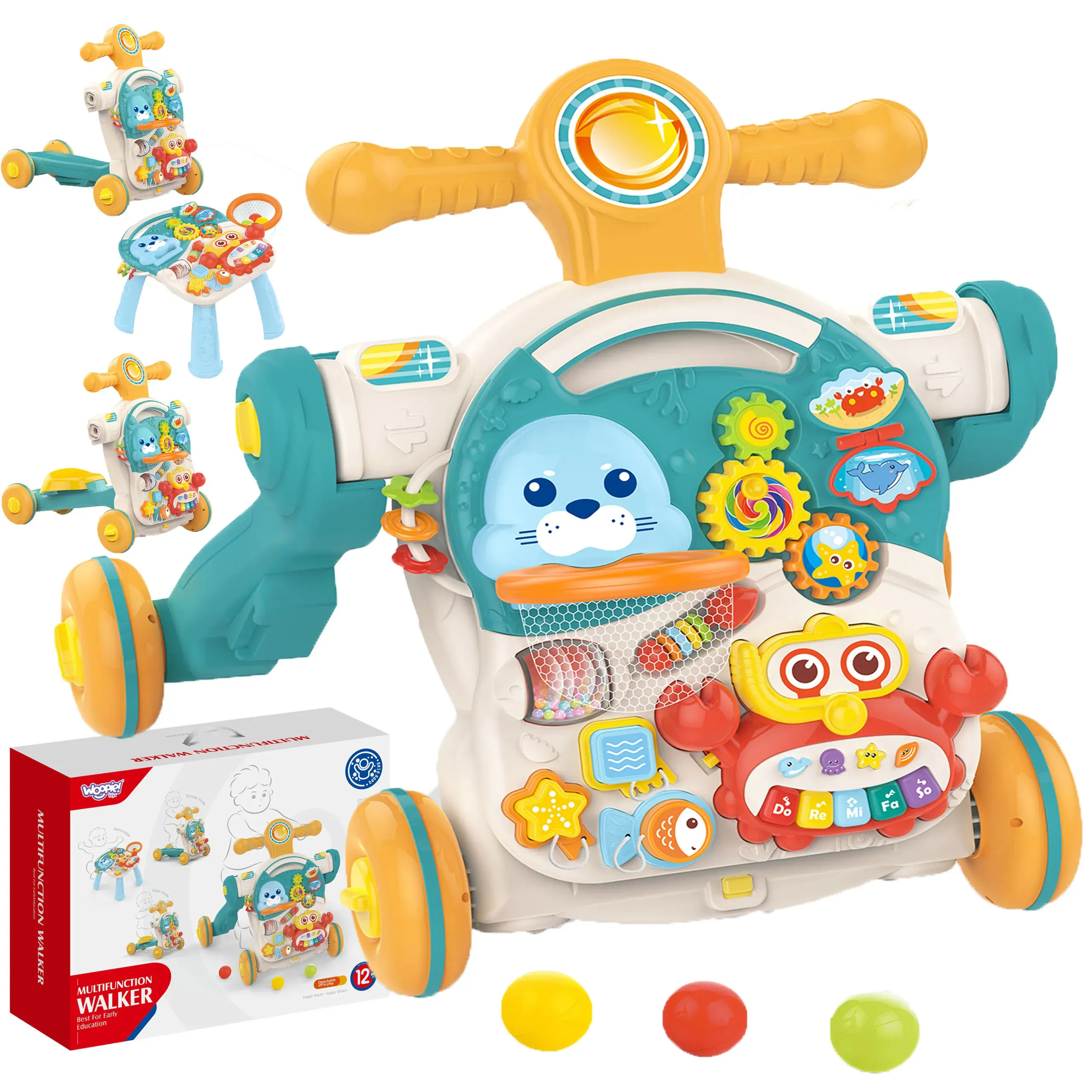 woopie 4 u 1 guralica za bebe - plavo-žuta - slika 1