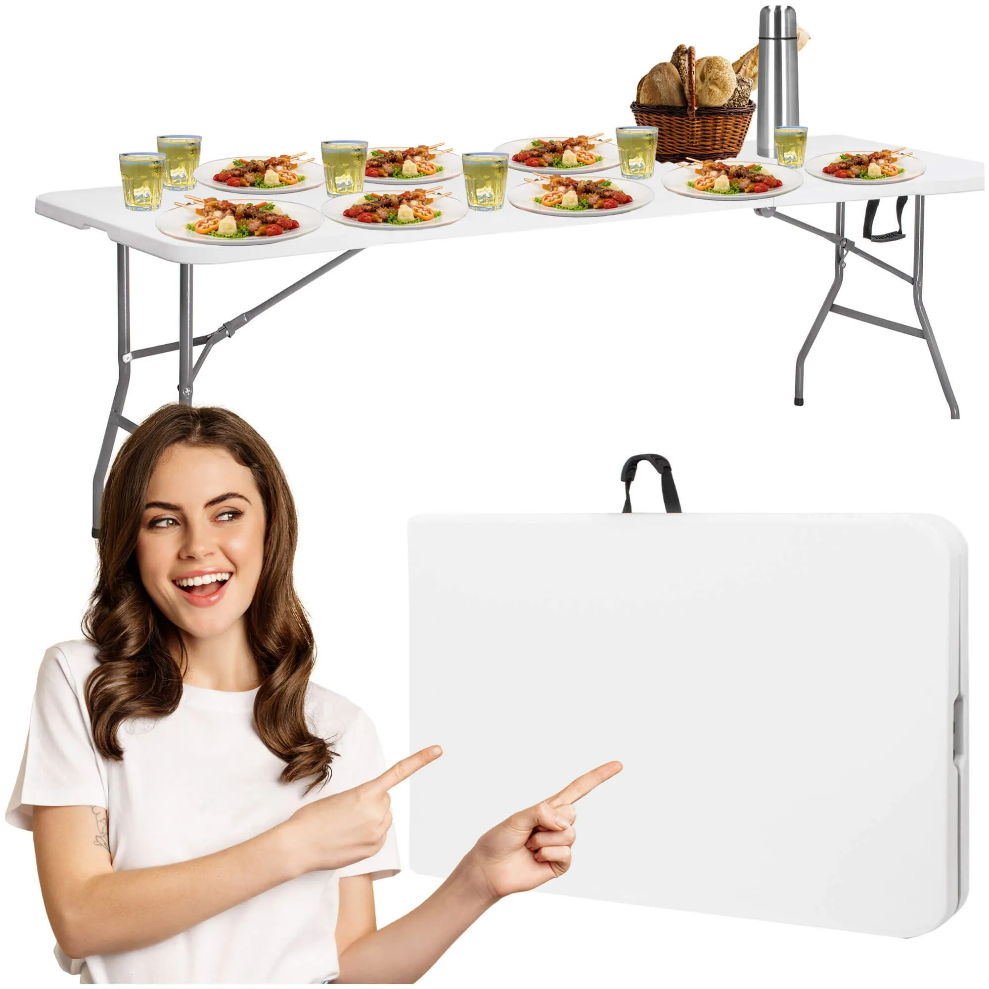 sklopivi stol za catering dimenzija 180 x 74 x 74 cm bijeli - slika 6