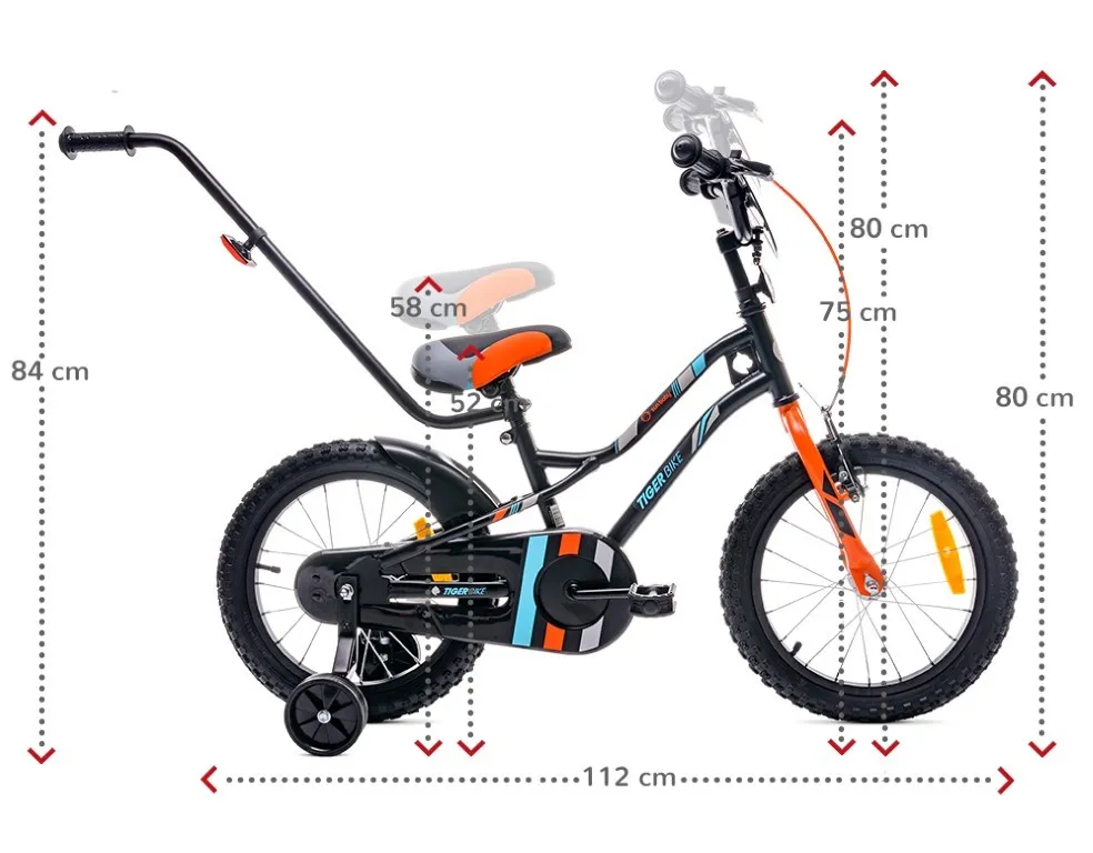 dječji bicikl guralica tiger 16" crni-narančasti-tirkizni - slika 9