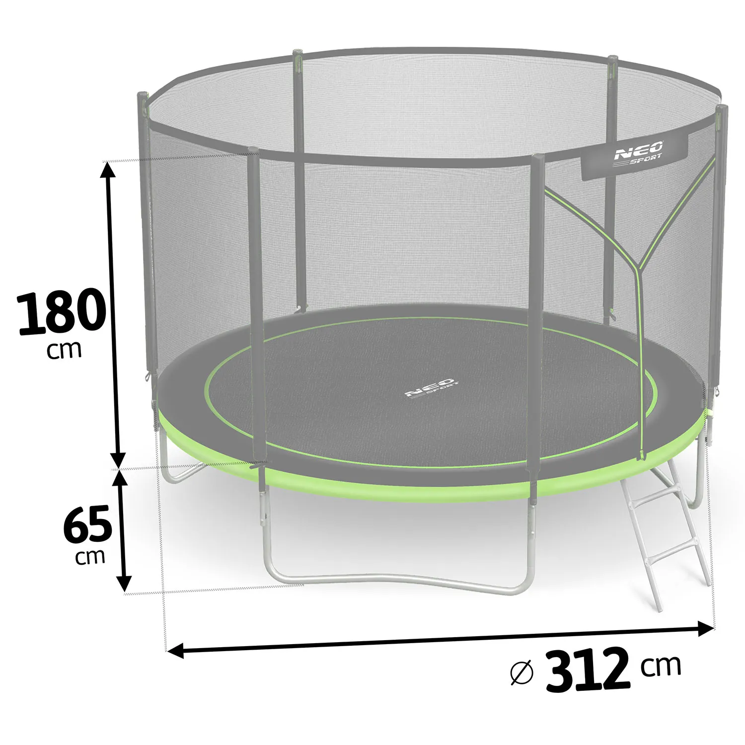 neo-sport vrtni trampolin 312 cm (10 ft) s vanjskom mrežom i ljestvama, zeleni - slika 4