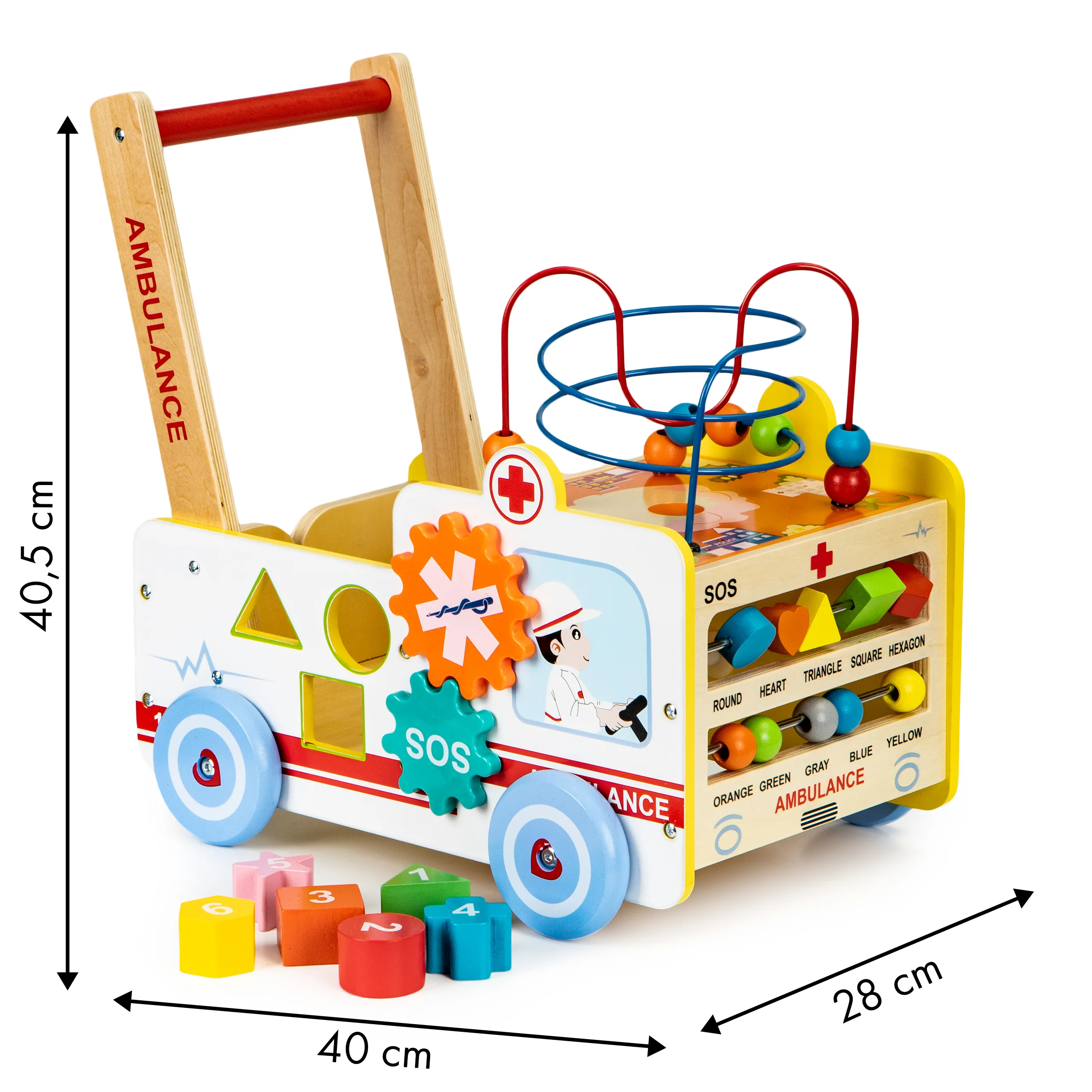 ecotoys multifunkcionalna drvena guralica ambulanta - slika 8